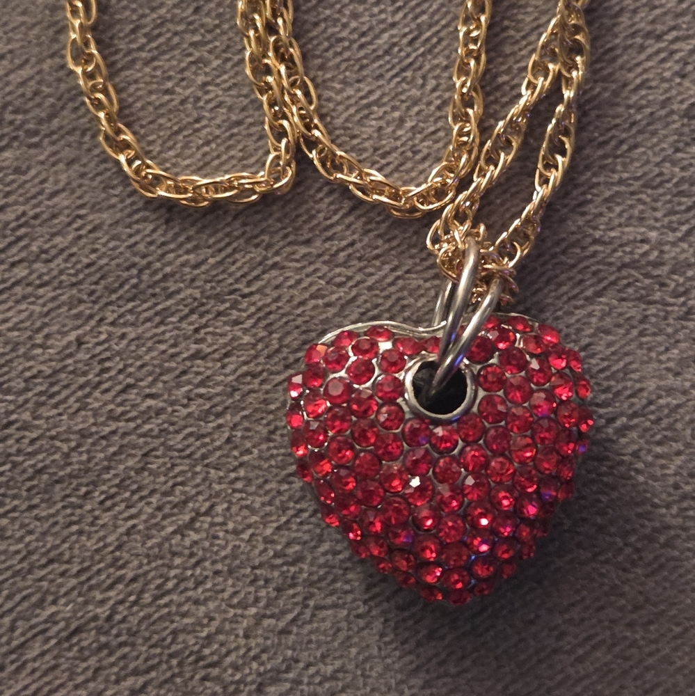 Cherry Ruby Heart Silver Pendent Necklace - image 2